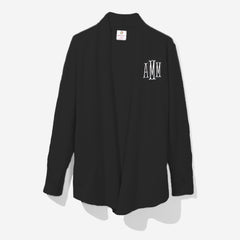 Monogrammed Sweatshirt Cardigan in Black