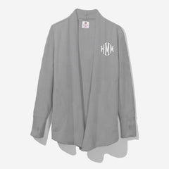 Monogrammed Sweatshirt Cardigan in Heathered Gray