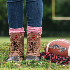 alabama duck boots with duck boots socks on football field
