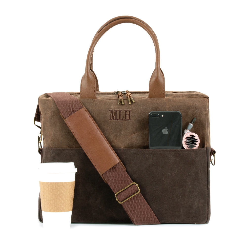 personalized waxed canvas messenger bag