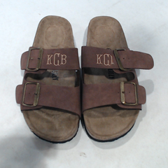 BLOOPER SHOES: Monogrammed Double Strap Sandals