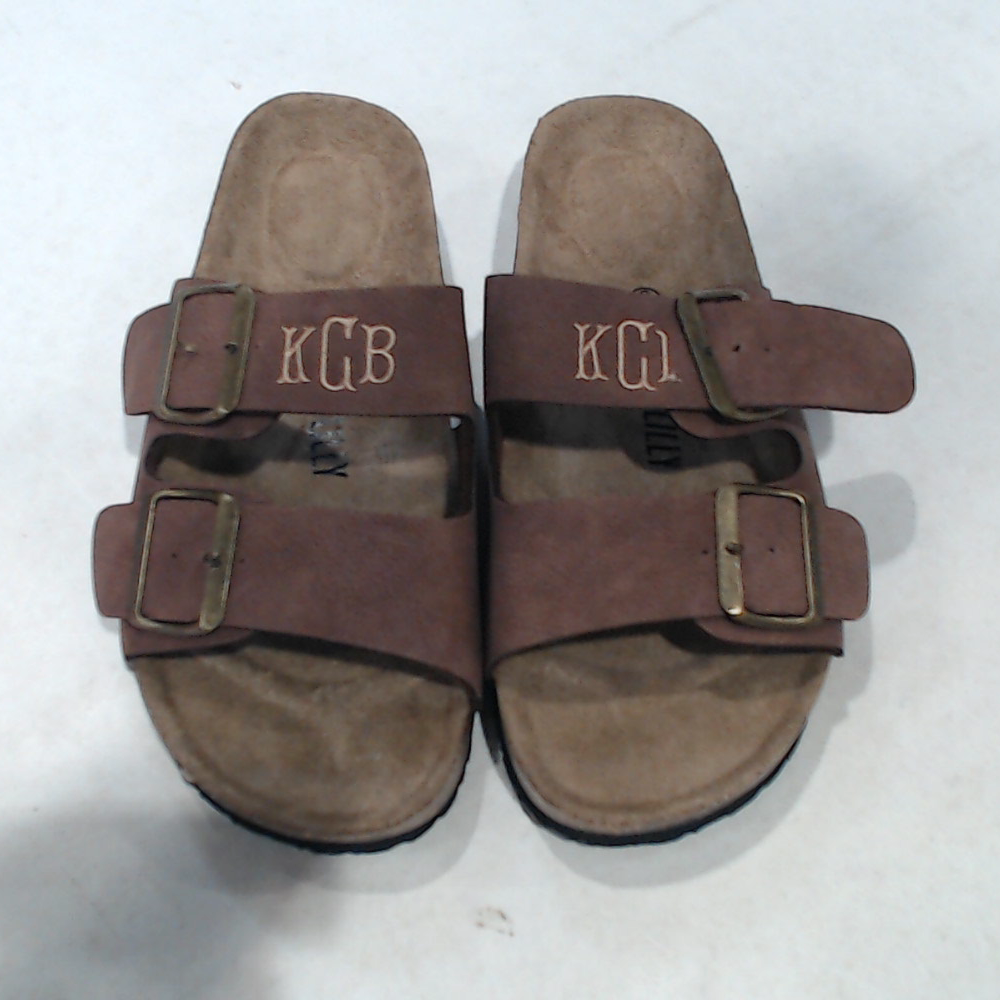 BLOOPER SHOES: Monogrammed Double Strap Sandals