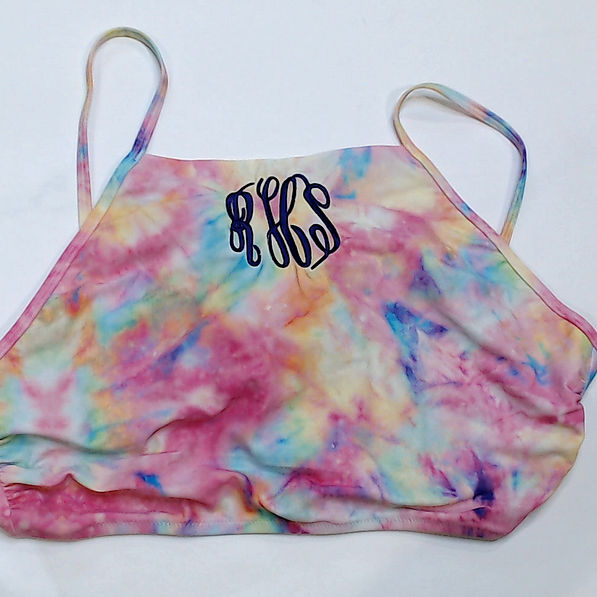 BLOOPER SWIM: Monogrammed High Neck Bikini Top