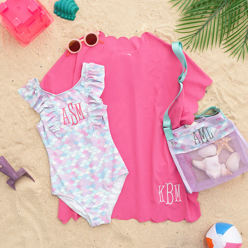 mermaid scalloped coverup flatlay
