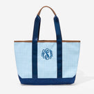 Monogrammed Seersucker Tote Bag | Blue Seersucker