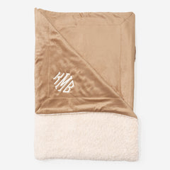 personalized sherpa blanket in brown