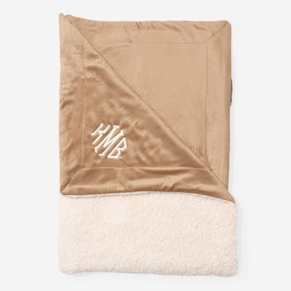 personalized sherpa blanket in brown