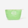 Monogrammed waterproof cosmetic pouch in lime