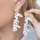 Monogrammed Bride Earrings | White