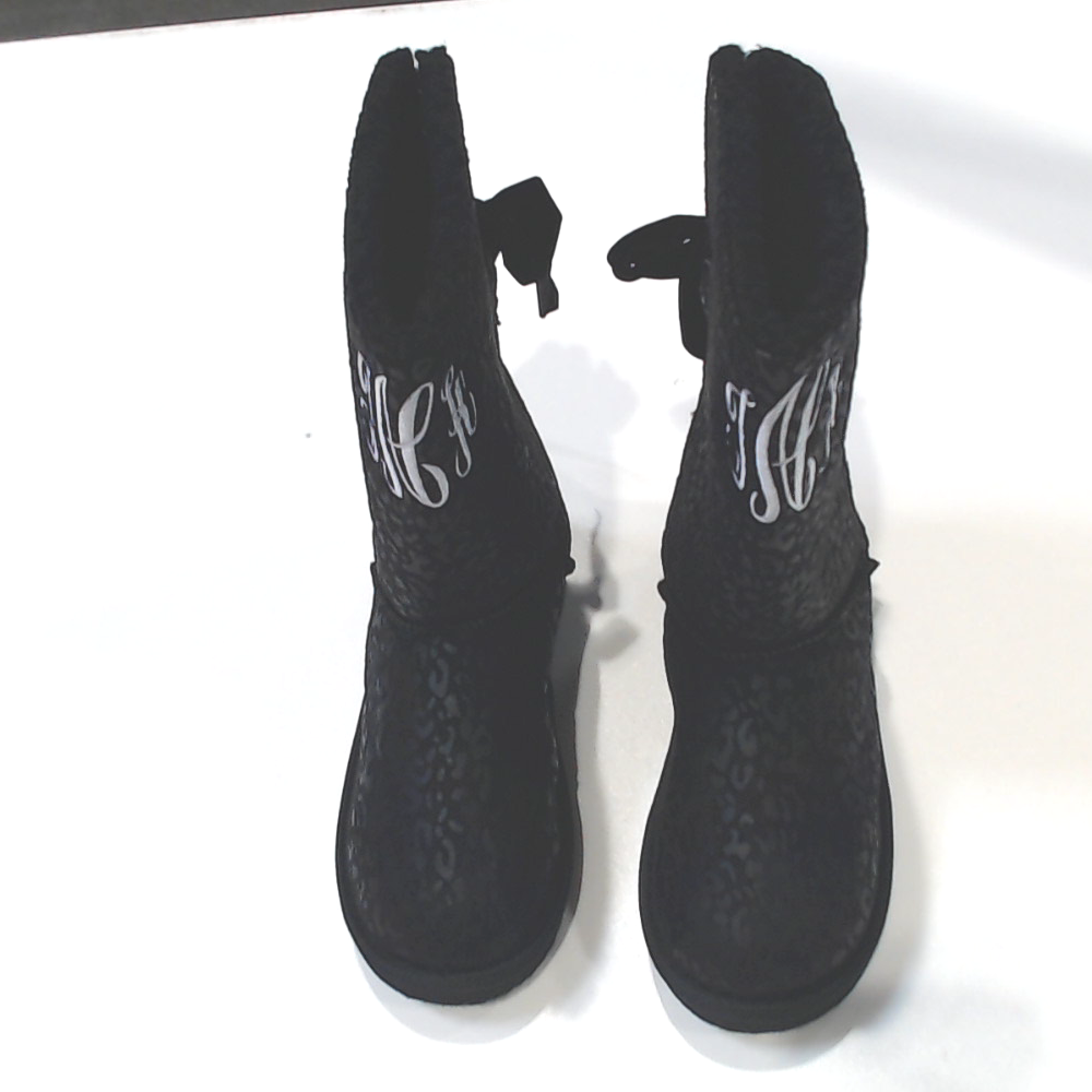 BLOOPER SHOES: Monogrammed Sherpa Tie Booties