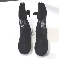 BLOOPER SHOES: Monogrammed Sherpa Tie Booties