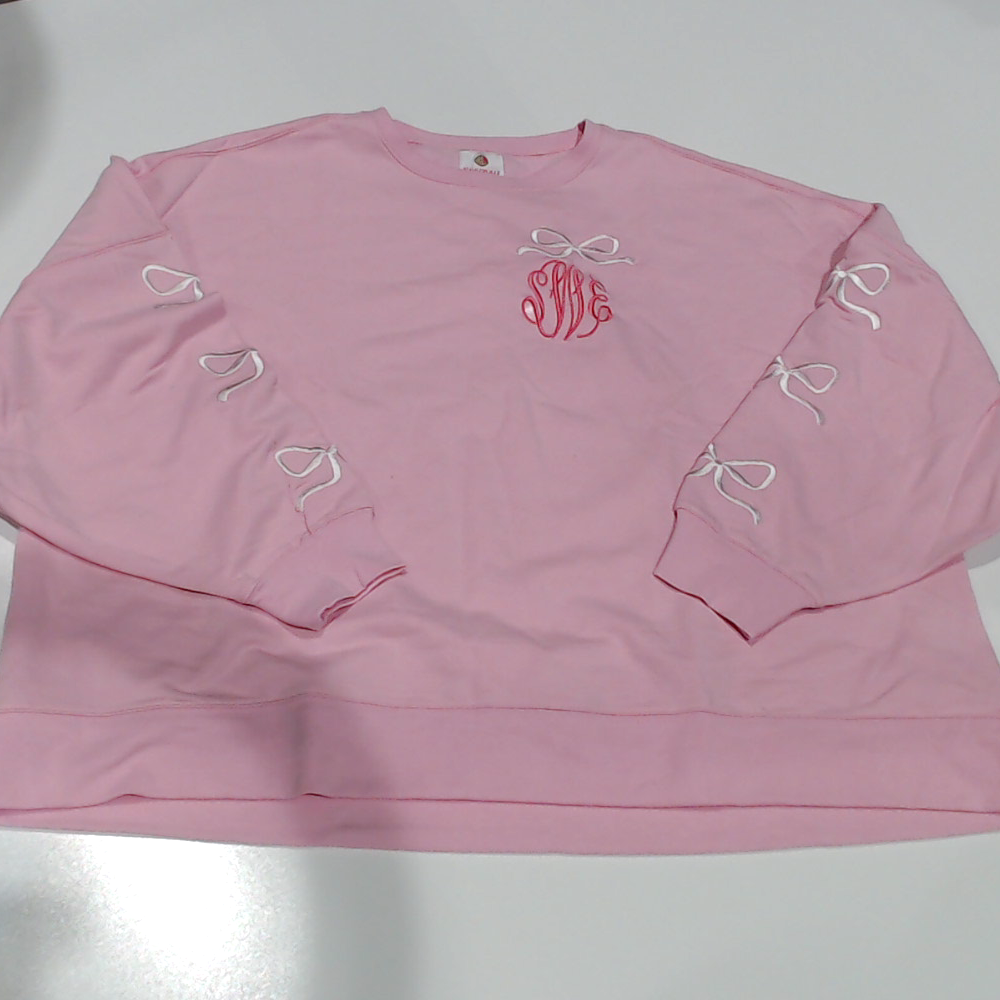 BLOOPER CLOTHING: Monogrammed Embroidered Bow Sweatshirt