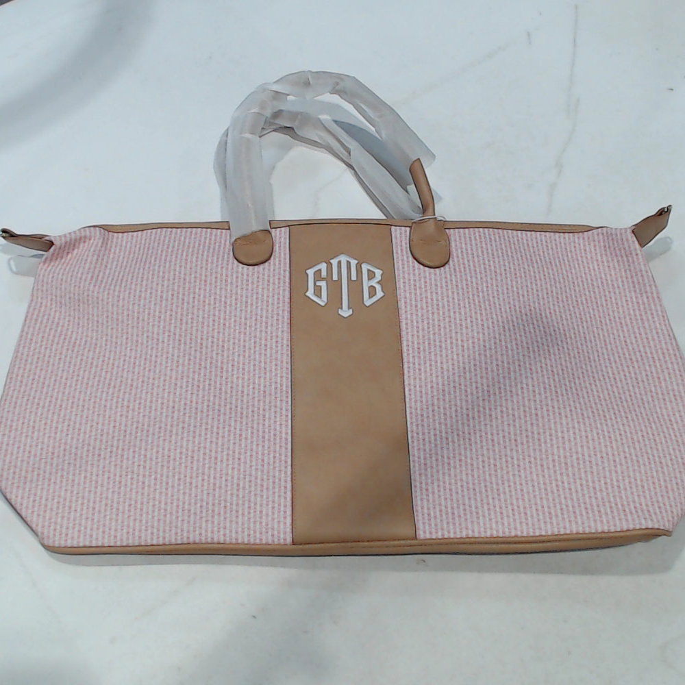 BLOOPER BAG: Monogrammed Seersucker Weekender