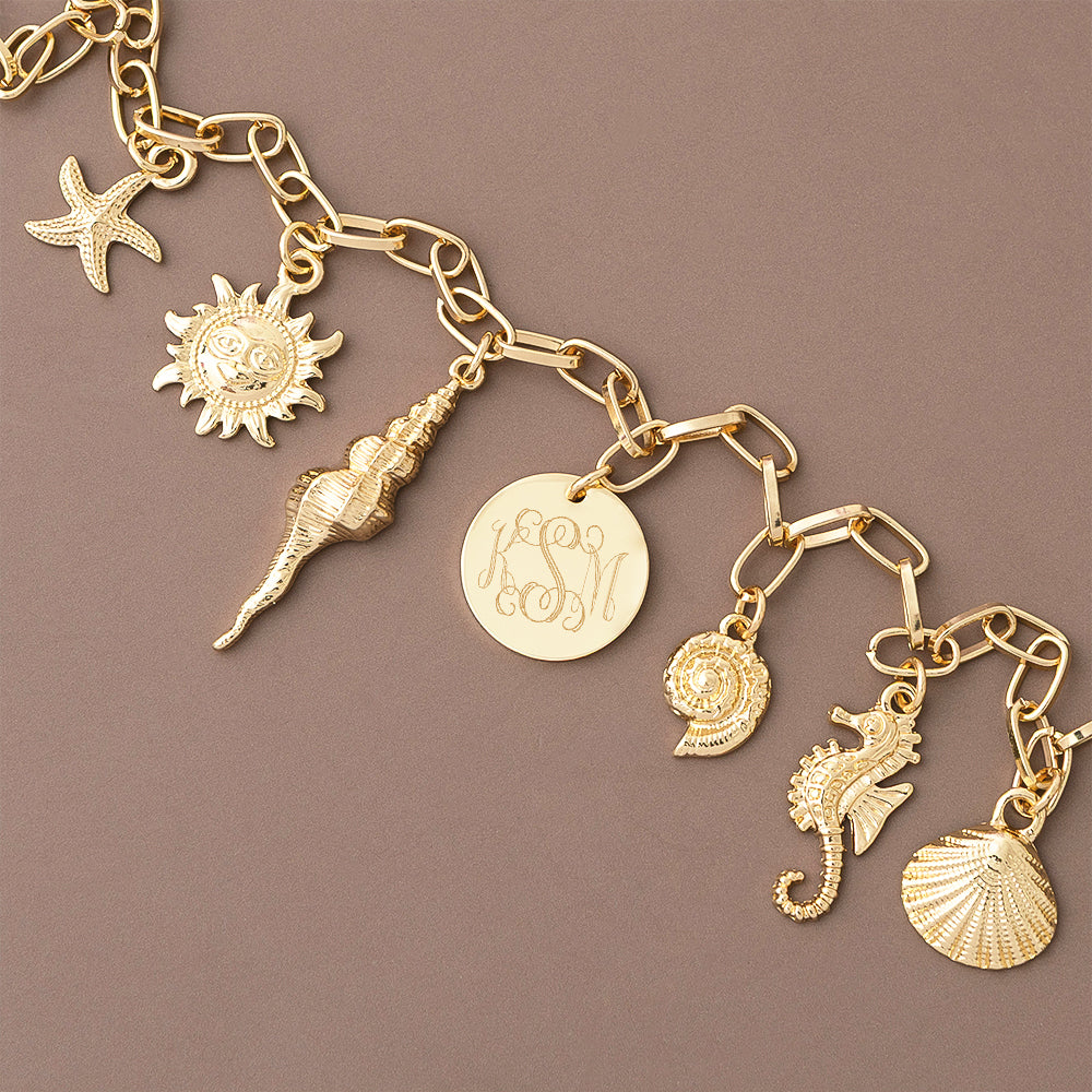 Seashell Charm Necklace on brown