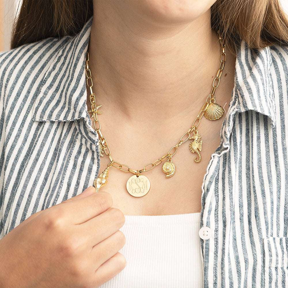 Seashell Charm Necklace on olivia
