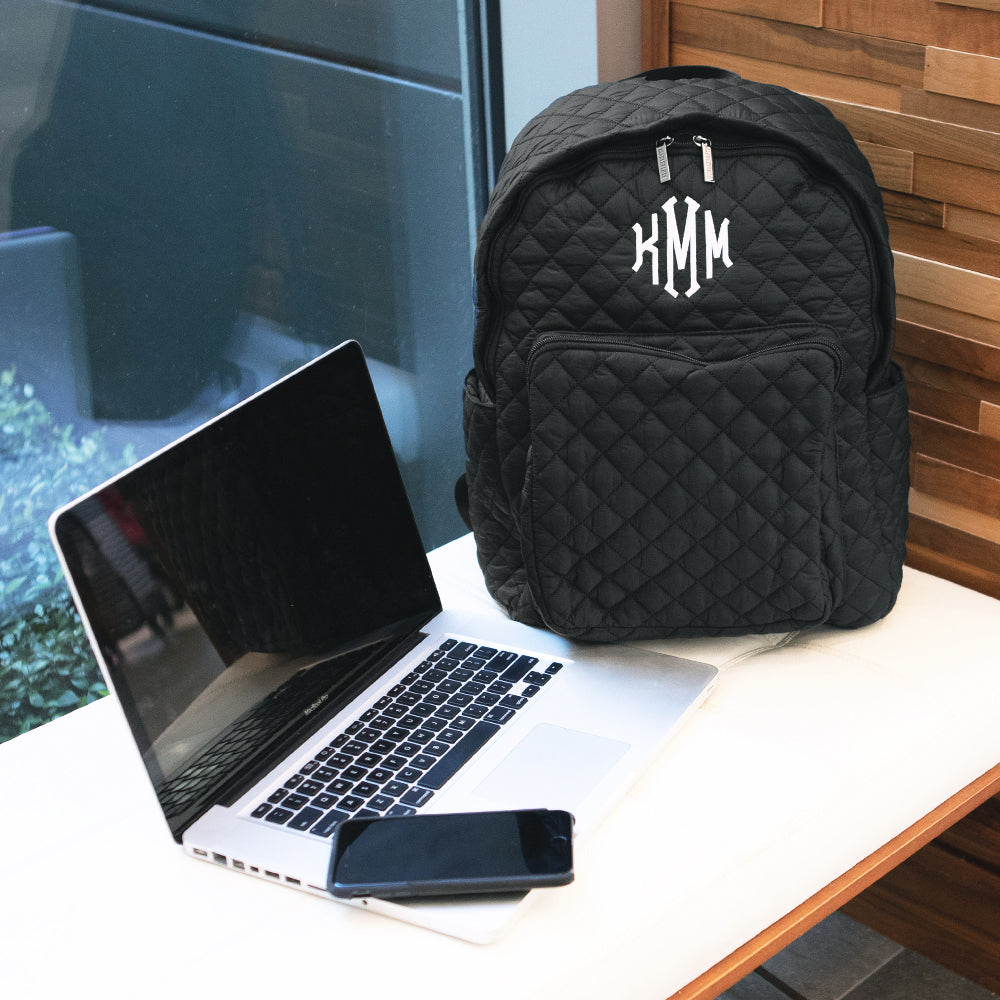 Personalized Diamond Quilted Laptop Backpack - From Marleylilly