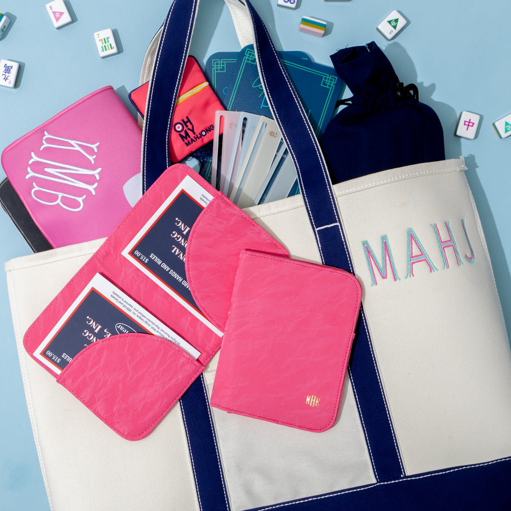 Monogrammed Mahjong Card Holder | Hot Pink