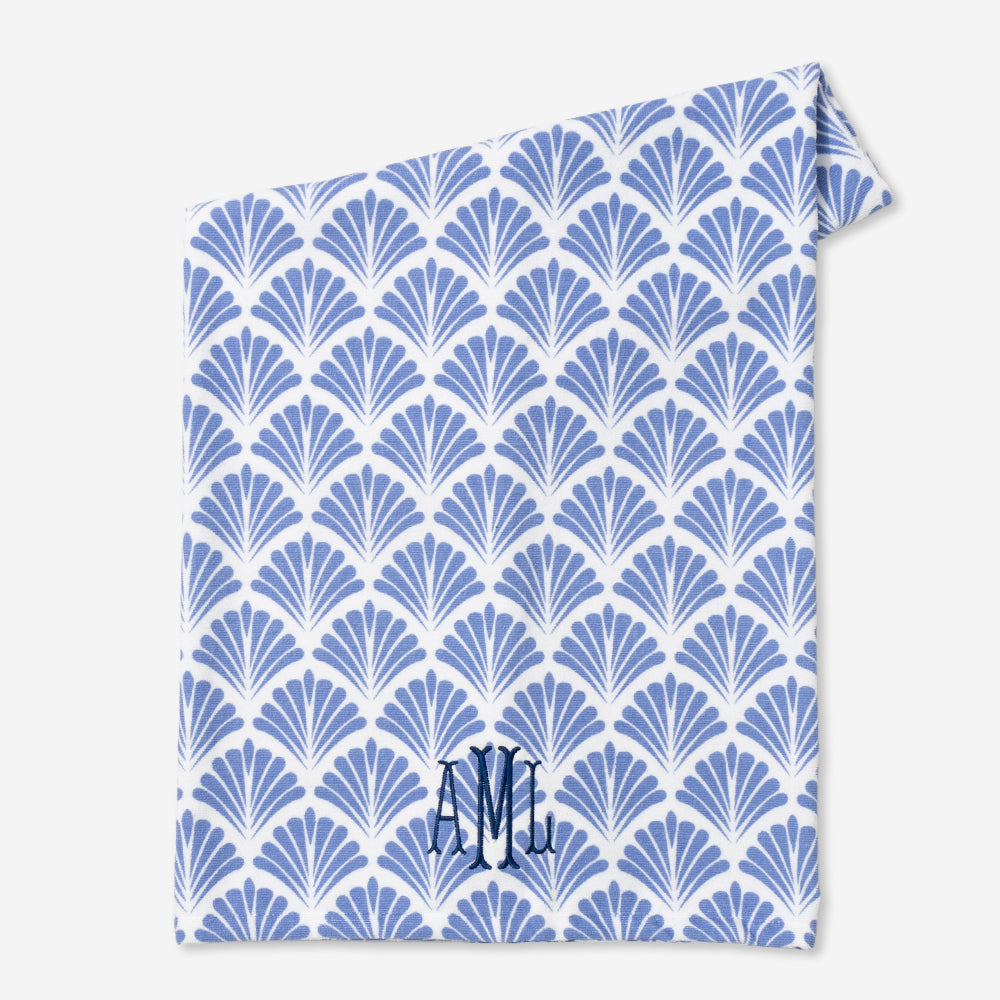 Monogrammed Beach Towel | Blue Shells