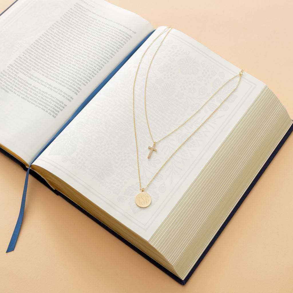 Monogrammed Layered Cross Necklace | Gold