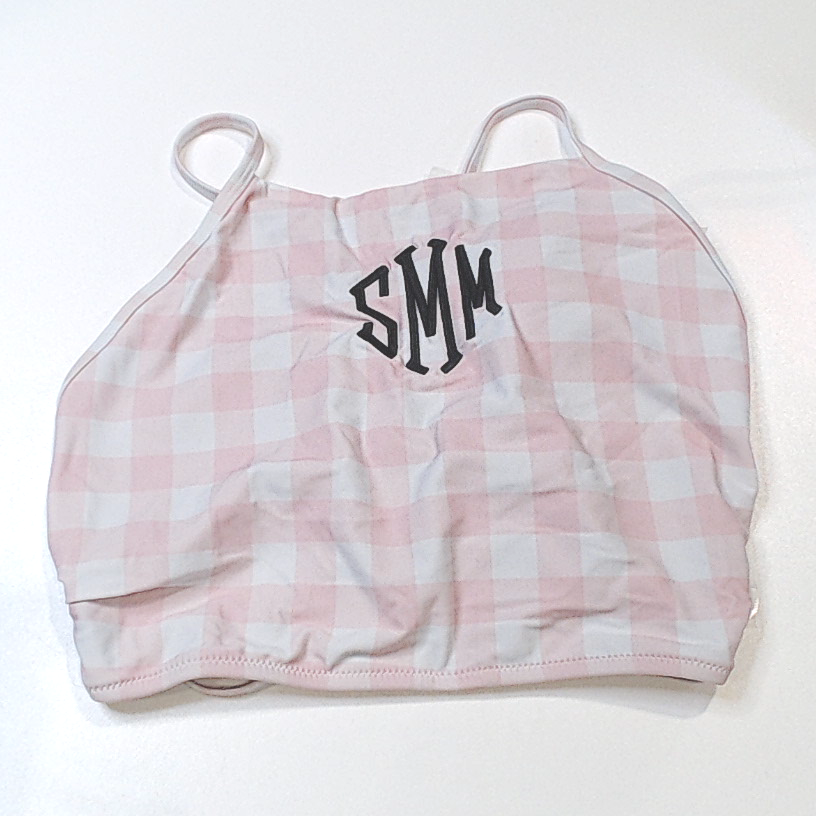 BLOOPER SWIM: Monogrammed High Neck Bikini Top
