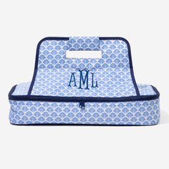 Monogrammed Casserole Carrier in Blue Shells