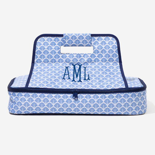 Monogrammed Casserole Carrier in Blue Shells