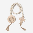 Personalized Cross Wood Bead Garland | Cross