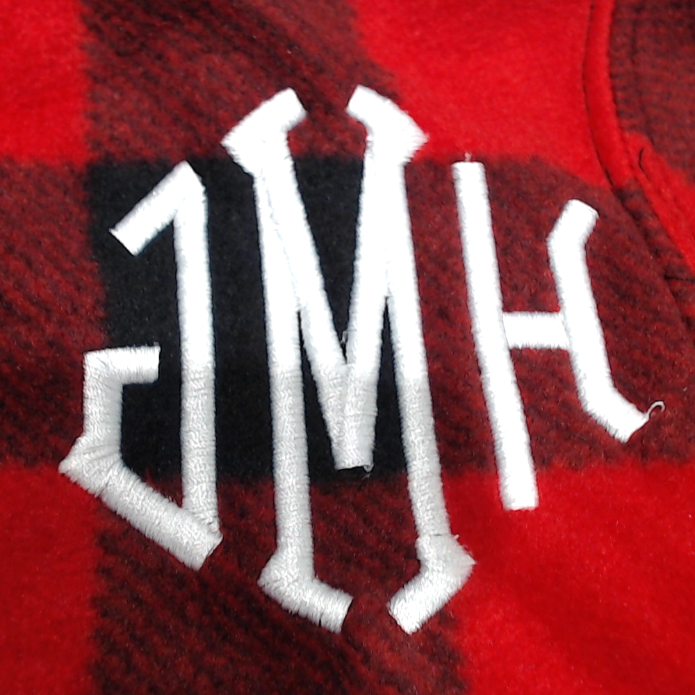 BLOOPER CLOTHING: Monogrammed Plaid Fleece Pullover