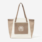 Monogrammed Colorblock Tote Bag | Taupe