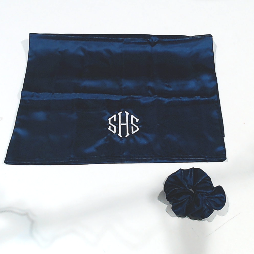 BLOOPER ACCESSORY: Monogrammed Satin Pillowcase and Scrunchie Set
