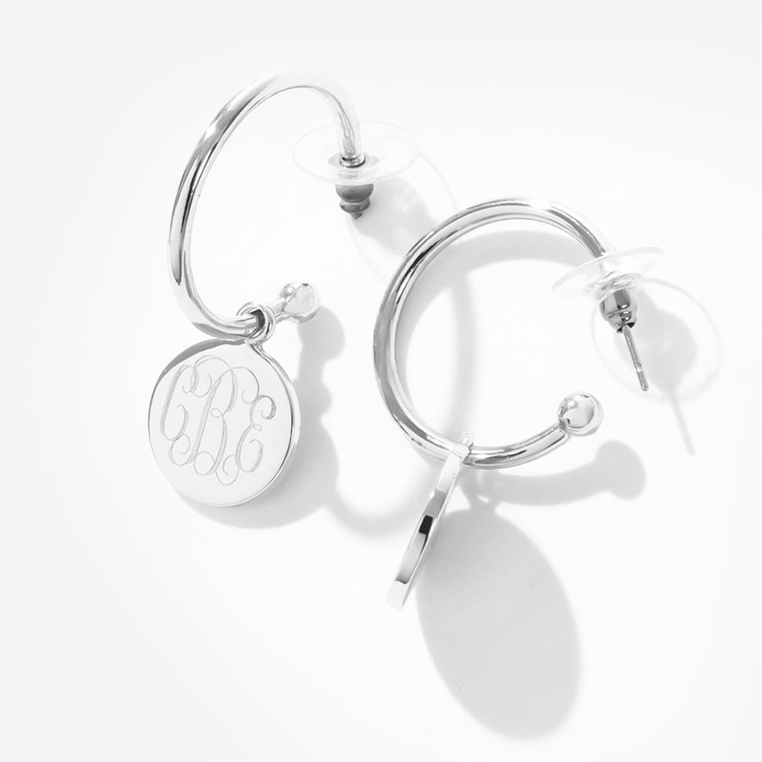 Personalized Disc Hoop Earrings - Marleylilly