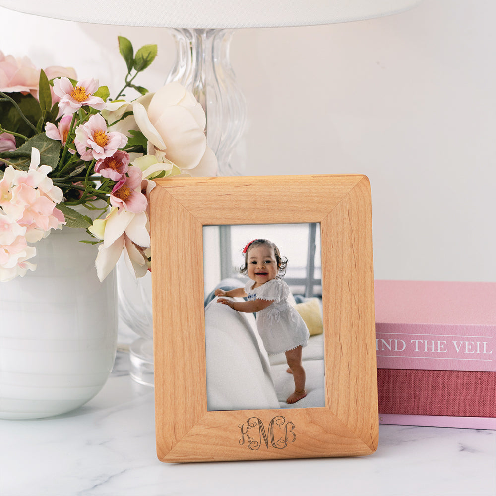 personalized photo frame with kid flowers and books