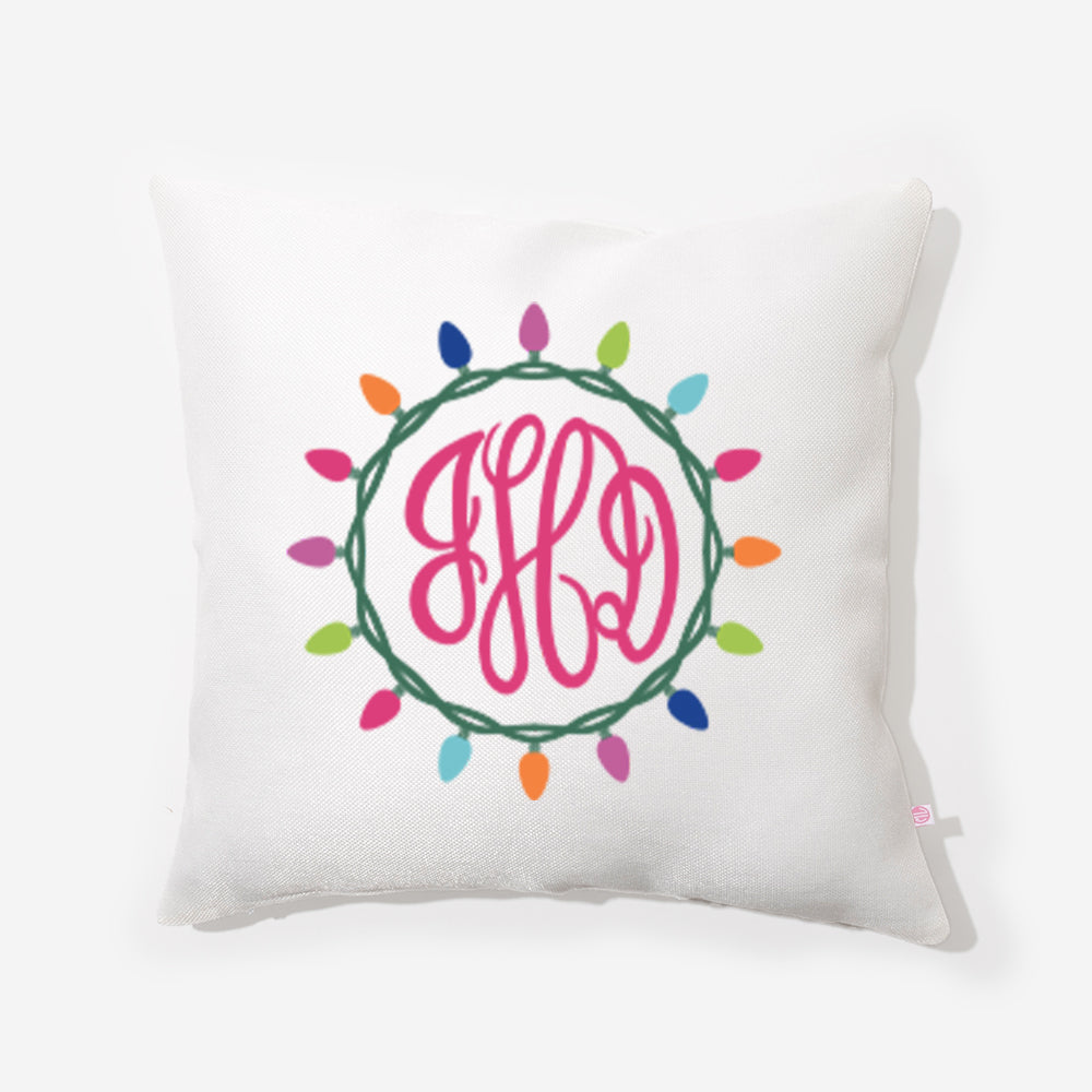 Personalized Christmas Pillow Sham in Holiday Lights