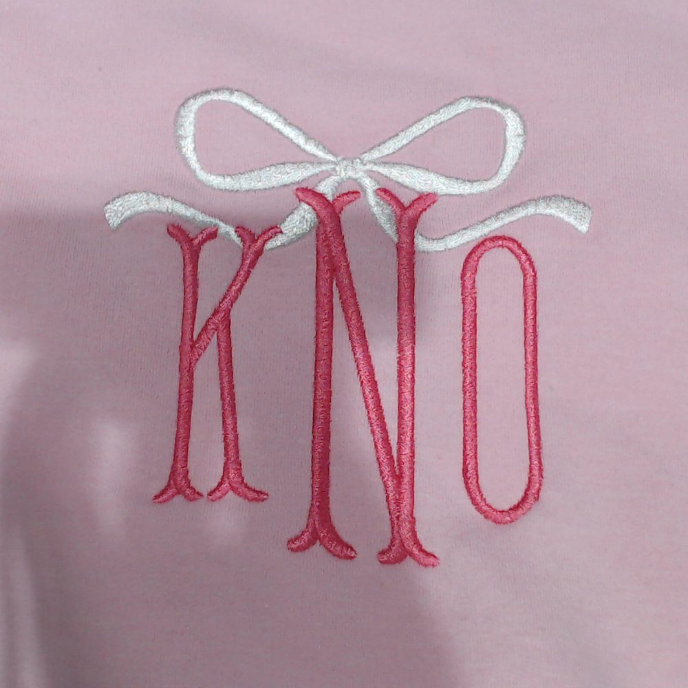 BLOOPER CLOTHING: Monogrammed Embroidered Bow Sweatshirt