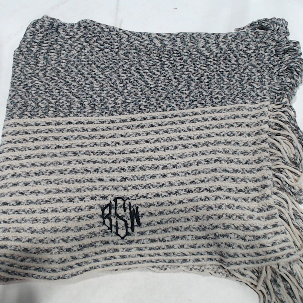 BLOOPER CLOTHING: Monogrammed Striped Chenille Poncho