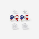 Monogrammed Patriotic Earring Set | Silver