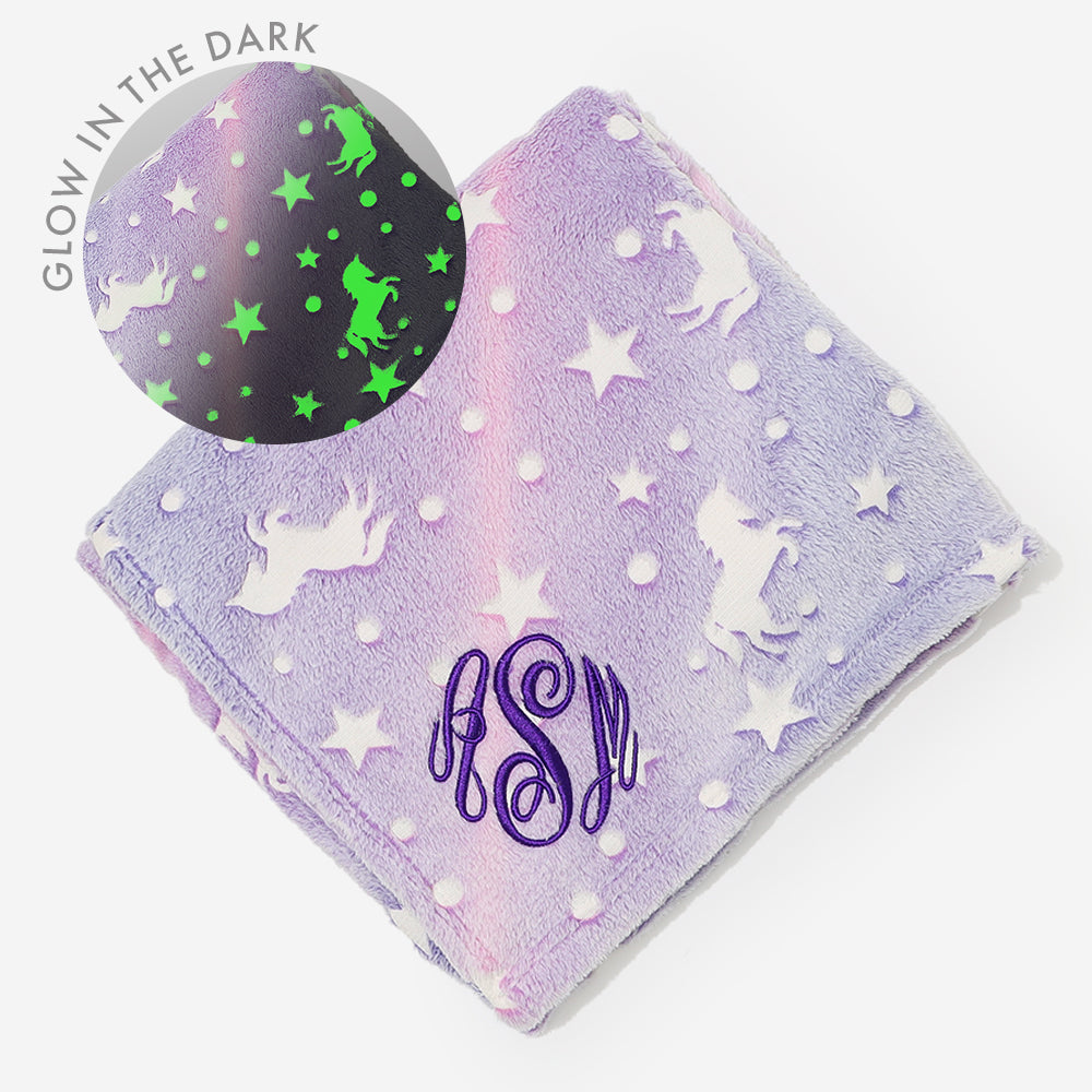 personalized kids plush blanket in unicorn