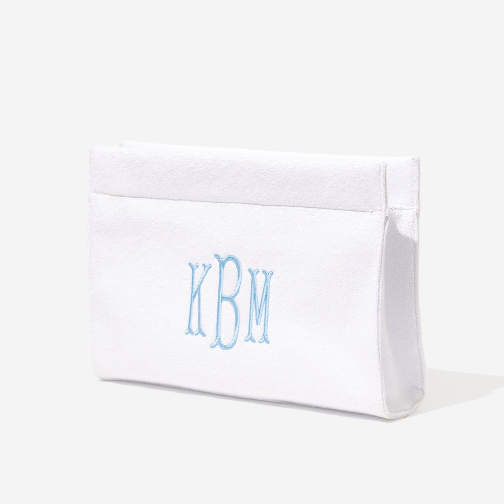 Monogrammed Terry Toiletry Bag in White
