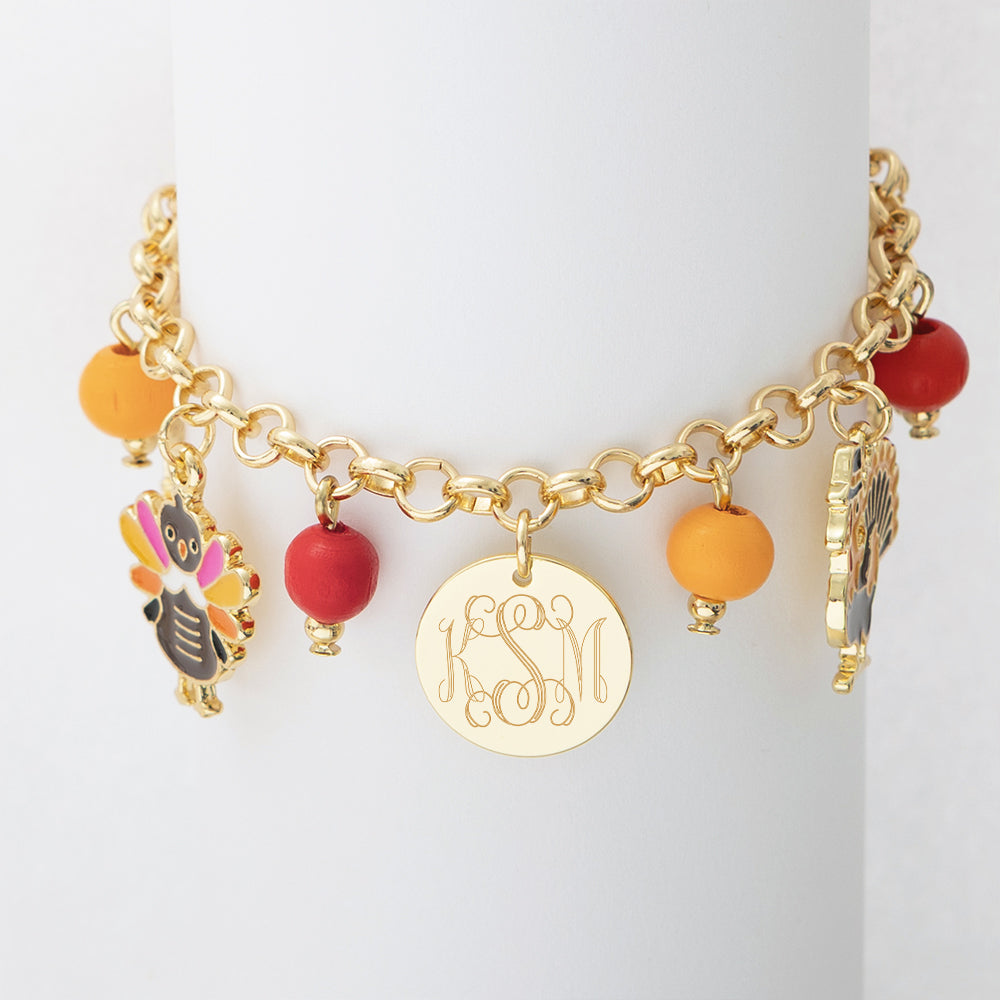 Turkey Charm Bracelet on white roll