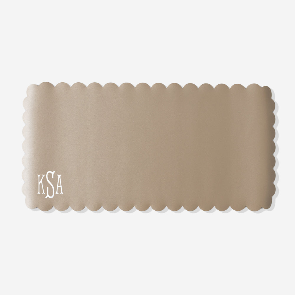 Monogrammed Desk Mat in gold with monogram