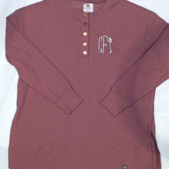 BLOOPER CLOTHING: Monogrammed Waffle Henley Tunic