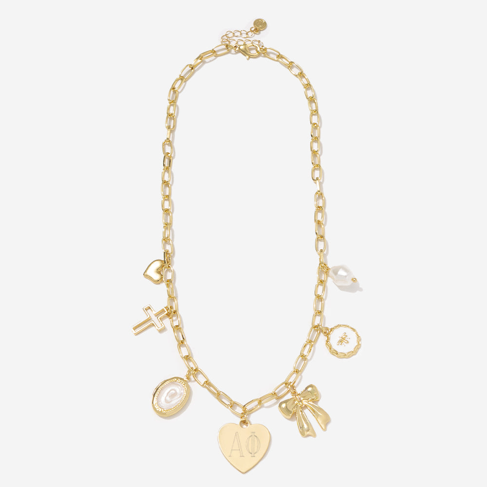 Alpha Phi Charm Necklace | Gold
