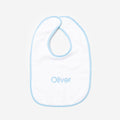 Monogrammed Outline Baby Bib in Light Blue