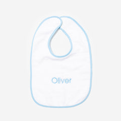 Monogrammed Outline Baby Bib in Light Blue