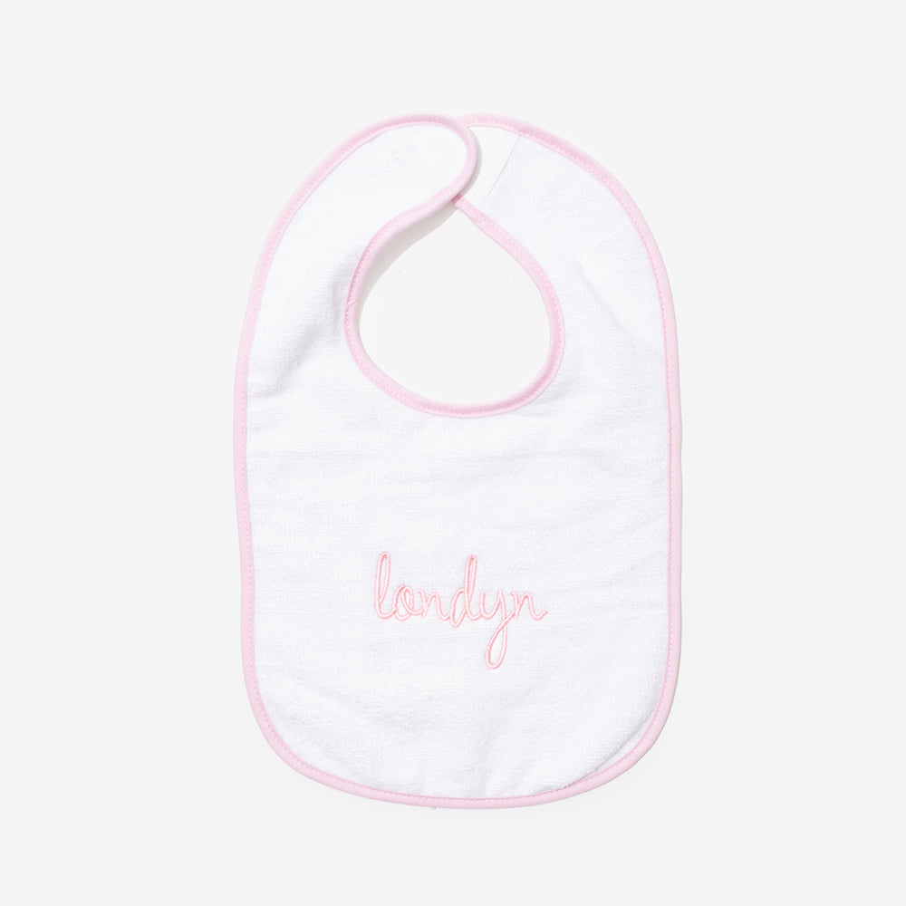 Monogrammed Outline Baby Bib in Pink
