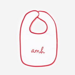 Monogrammed Outline Baby Bib in Red
