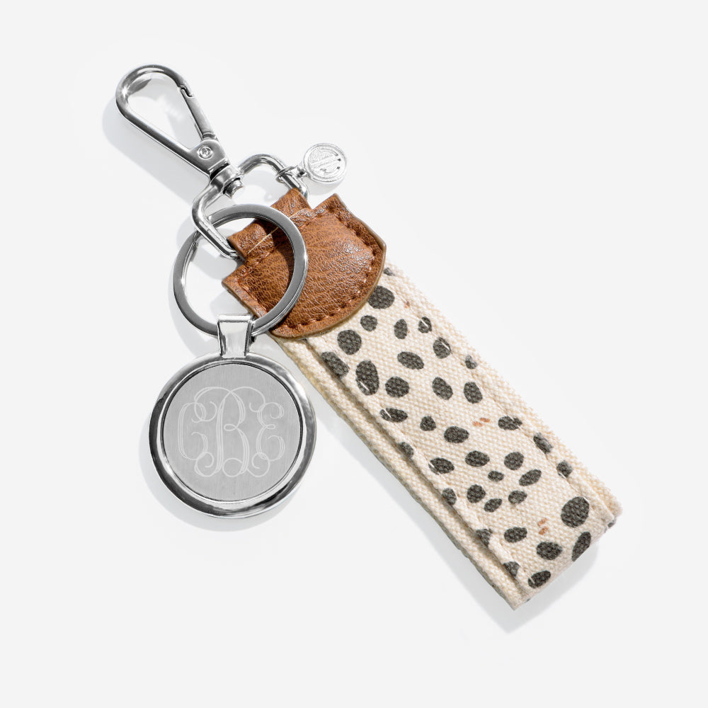 monogrammed spring leopard key fob