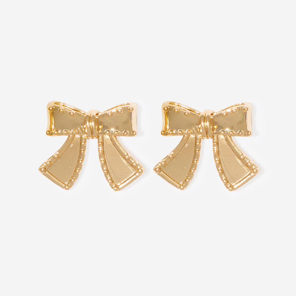 bow stud earrings in gold