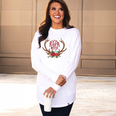 personalized long sleeve shirt with antlers