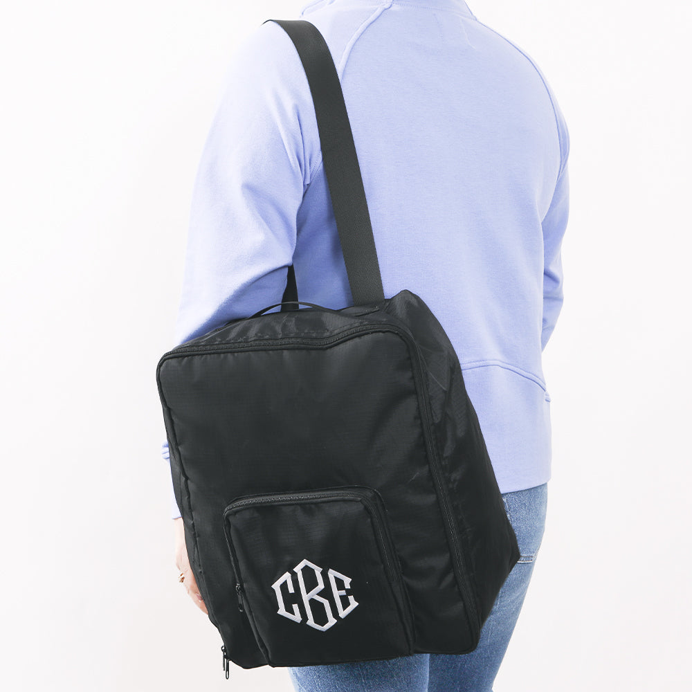 packable backpack on the shoulder